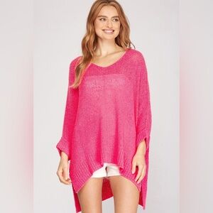 She + Sky Hi-Low Oversized Knit Sweater